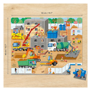 Construction Site 36-Piece Puzzle measures 15.7" by 19.7"