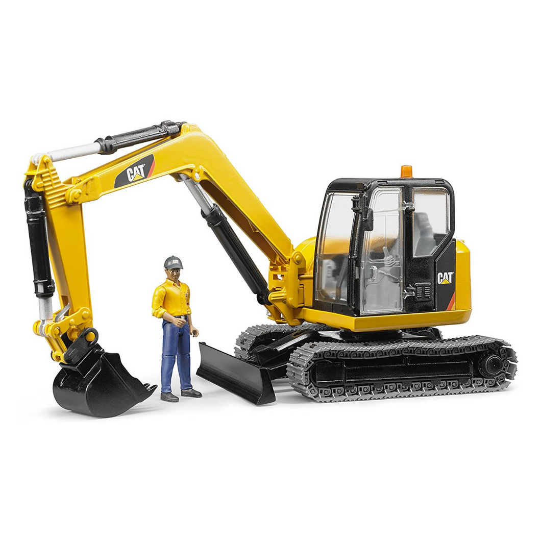 Cat Mini Excavator with Worker