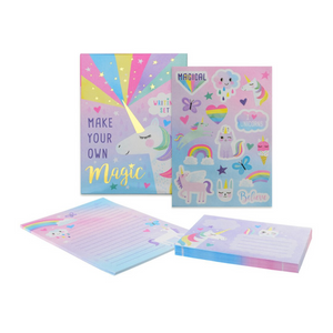 Magical Unicorn Writing Set components